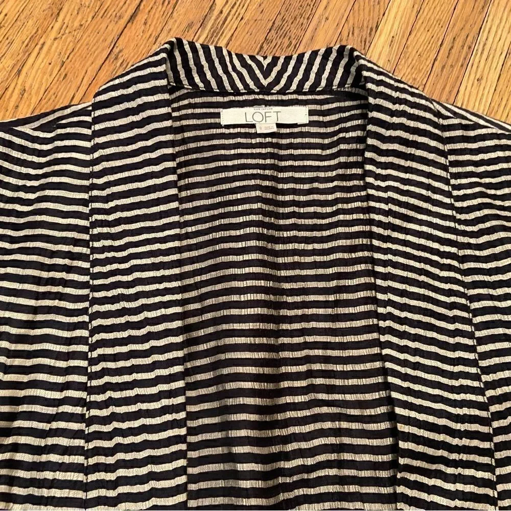 Loft black/cream stripe linen-blend lightweight blazer - Picture 4 of 4